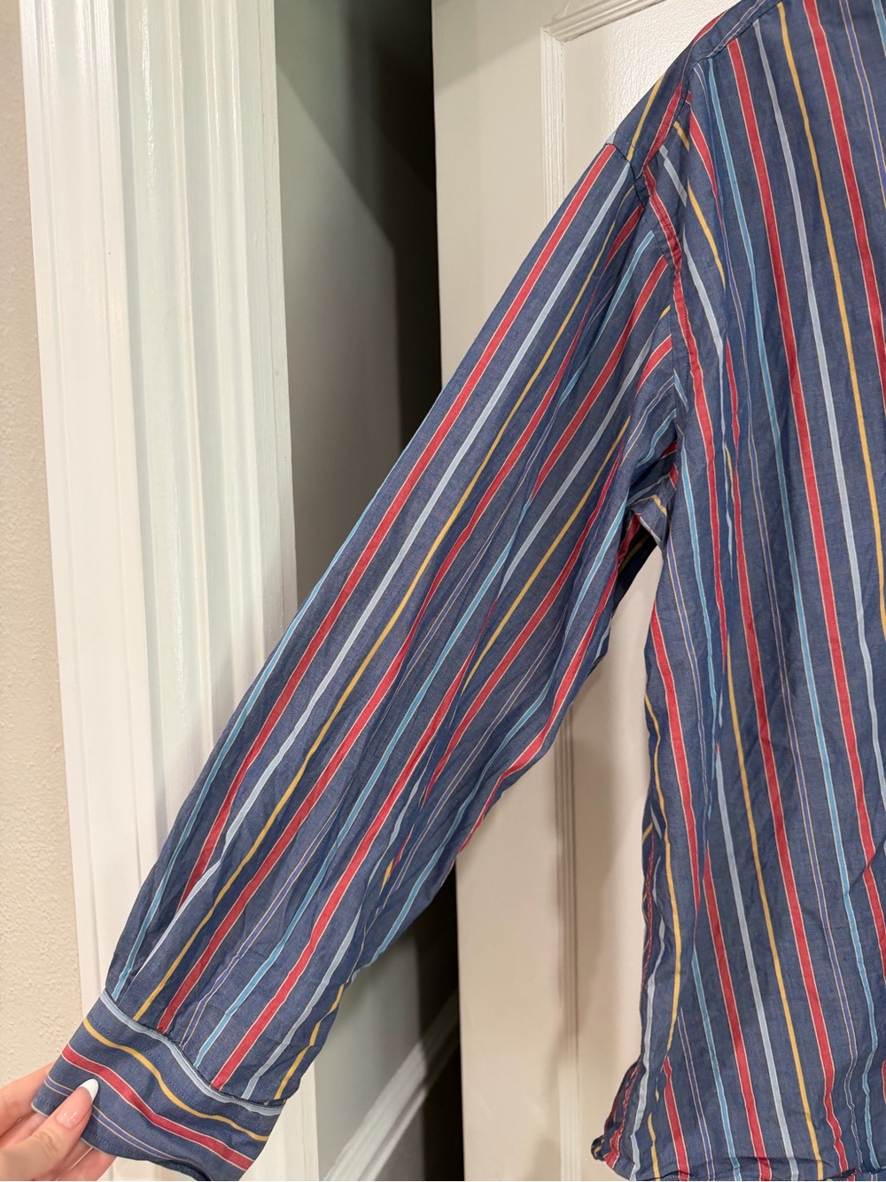 Alan Flusser Blue Multi-Stripe Button-Down Shirt - Picture 4 of 7